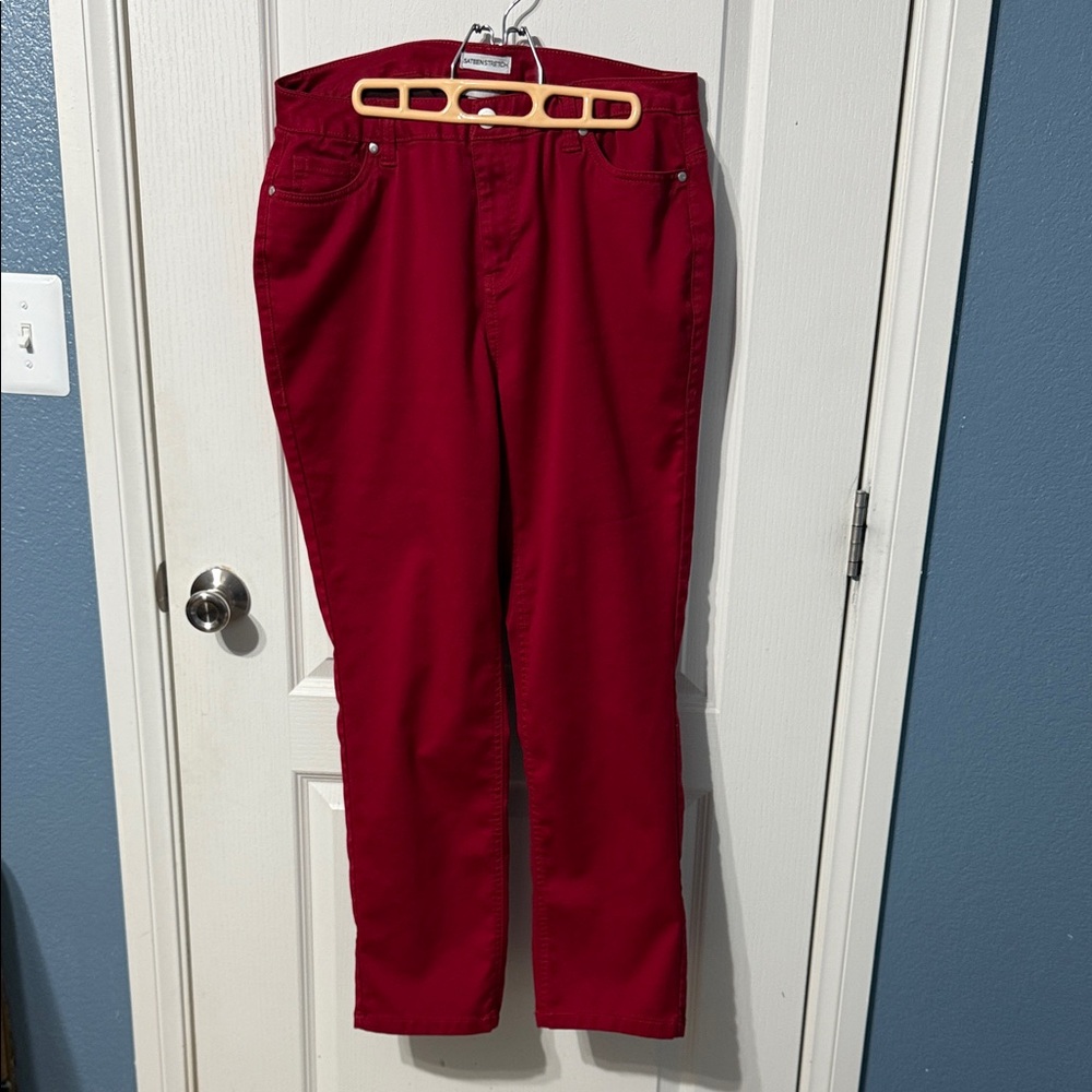 Catherine’s Sateen Stretch Red Straight-Leg Pants 16w